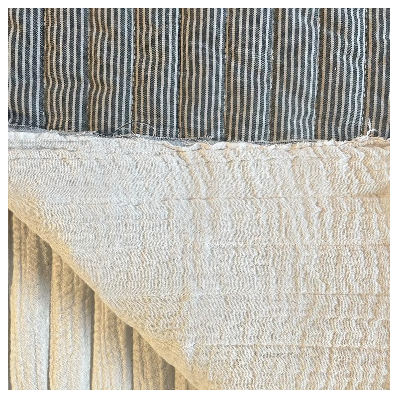 Printed Quilted Double Gauze COUNTRY Black / Linen
